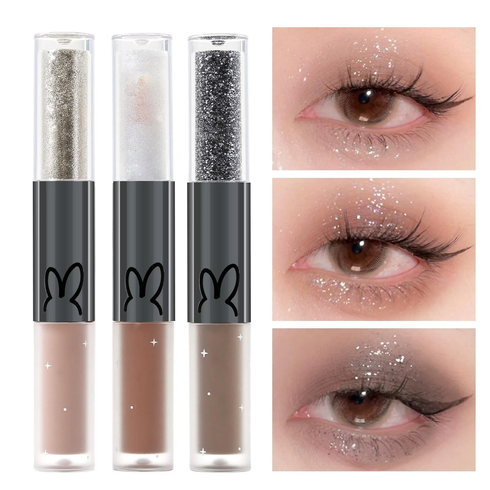 Рідкі тіні-олівець Erinde 2-в-1 блискучі і матові, фото №3