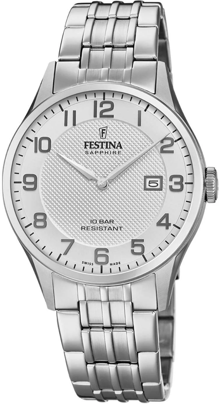 Мужские часы Festina Swiss made F20005/1 серебристый корпус из нержавеющей стали серебристый браслет из нержавеющей стали, серебристый, Браслет, фото №1 Мужские часы Festina Swiss made F20005/1 серебристый корпус из нержавеющей стали серебристый браслет из нержавеющей стали, серебристый, Браслет, фото №1