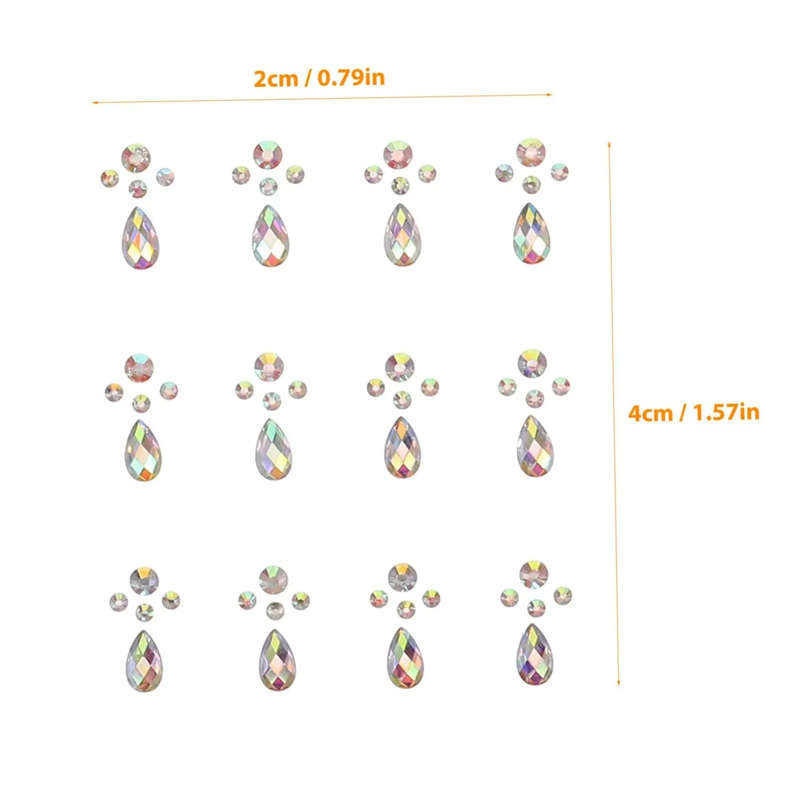 Наклейки Бриллианты для лица FOMIYES 6 листов, самоклеящиеся, хрустальные наклейки для рождественского декора, наклейки для ногтей, клей для лица, ювелирные изделия для лица, стразы для украшения, фото №2