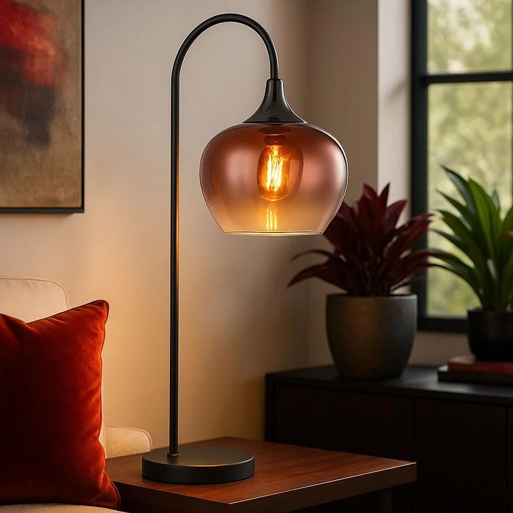 Настольная лампа GLOBO E27 стекло металл 27.5x16x54 см прозрачный/медный, фото №2