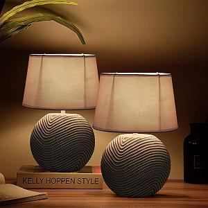 Набір з 2 настільних ламп Brubaker керамічні матові білі 38 см synthetic.ua - Фото 1