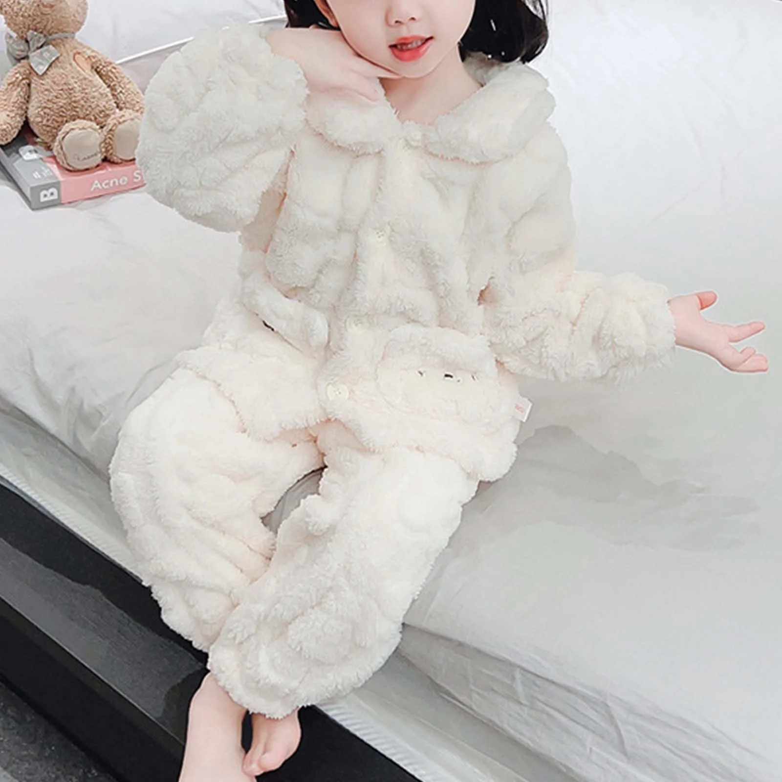 Пижама MNRIUOCII Для девочек Фланелевая Термальная Рубашка с длинными рукавами + Термальные Брюки Комплект 2 шт. Теплая Милая Одежда, фото №6 Пижама MNRIUOCII Для девочек Фланелевая Термальная Рубашка с длинными рукавами + Термальные Брюки Комплект 2 шт. Теплая Милая Одежда, фото №6