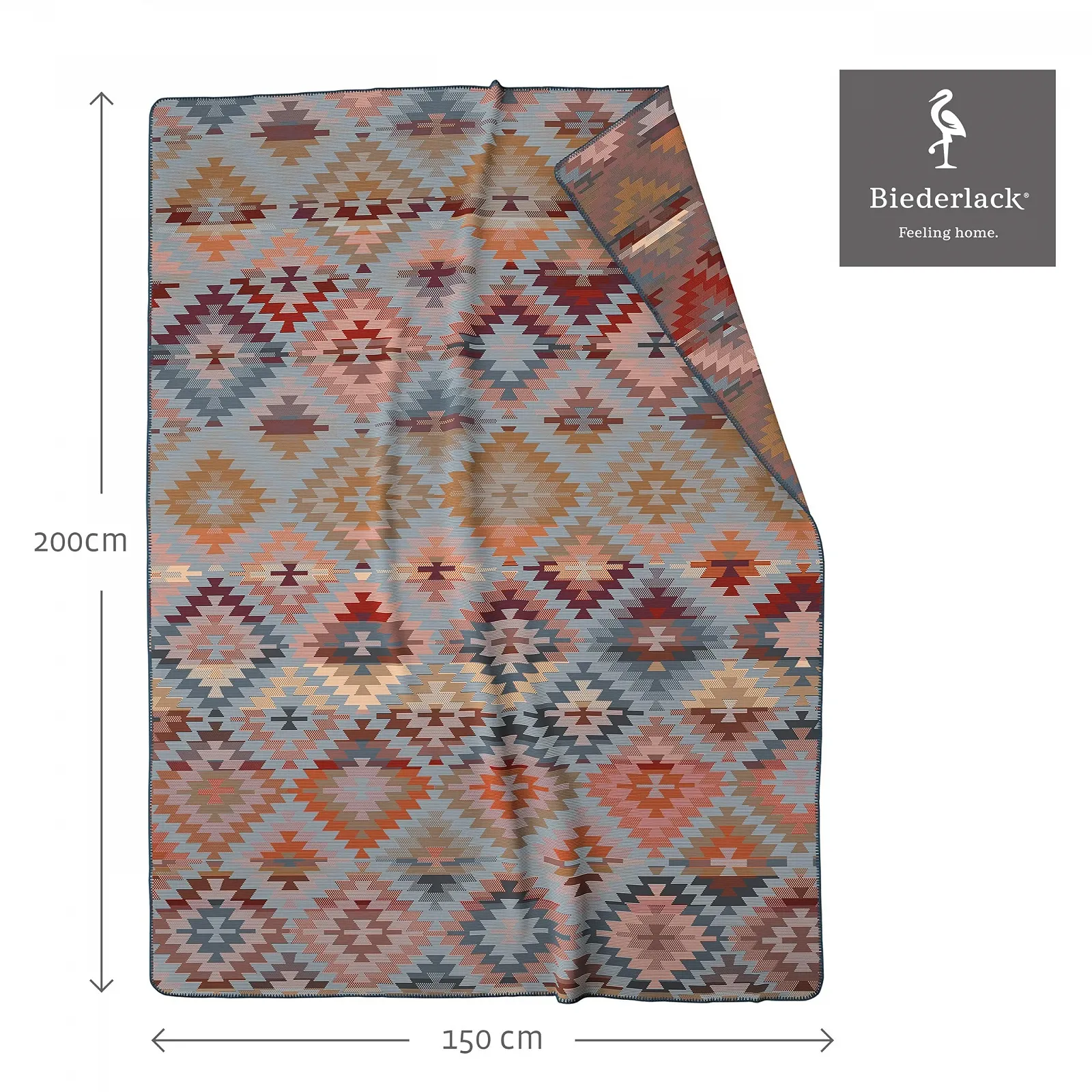 Одеяло Biederlack Fluffy Cuddly 'Navajo' I Этническое одеяло Сине-оранжевое I 150 x 200 см, фото №2
