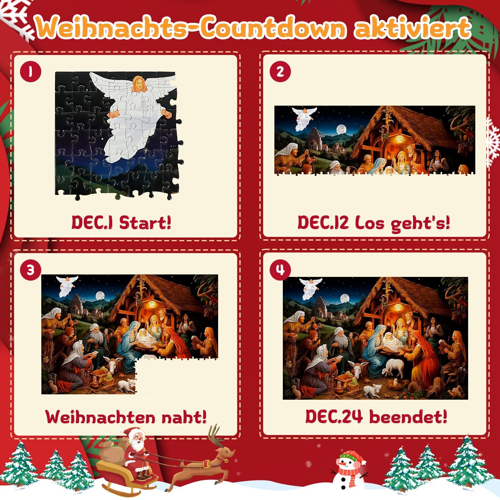 Адвент-календар 2025 Christmas Calendar Пазл 1008 елементів 70 x 50 см, фото №5