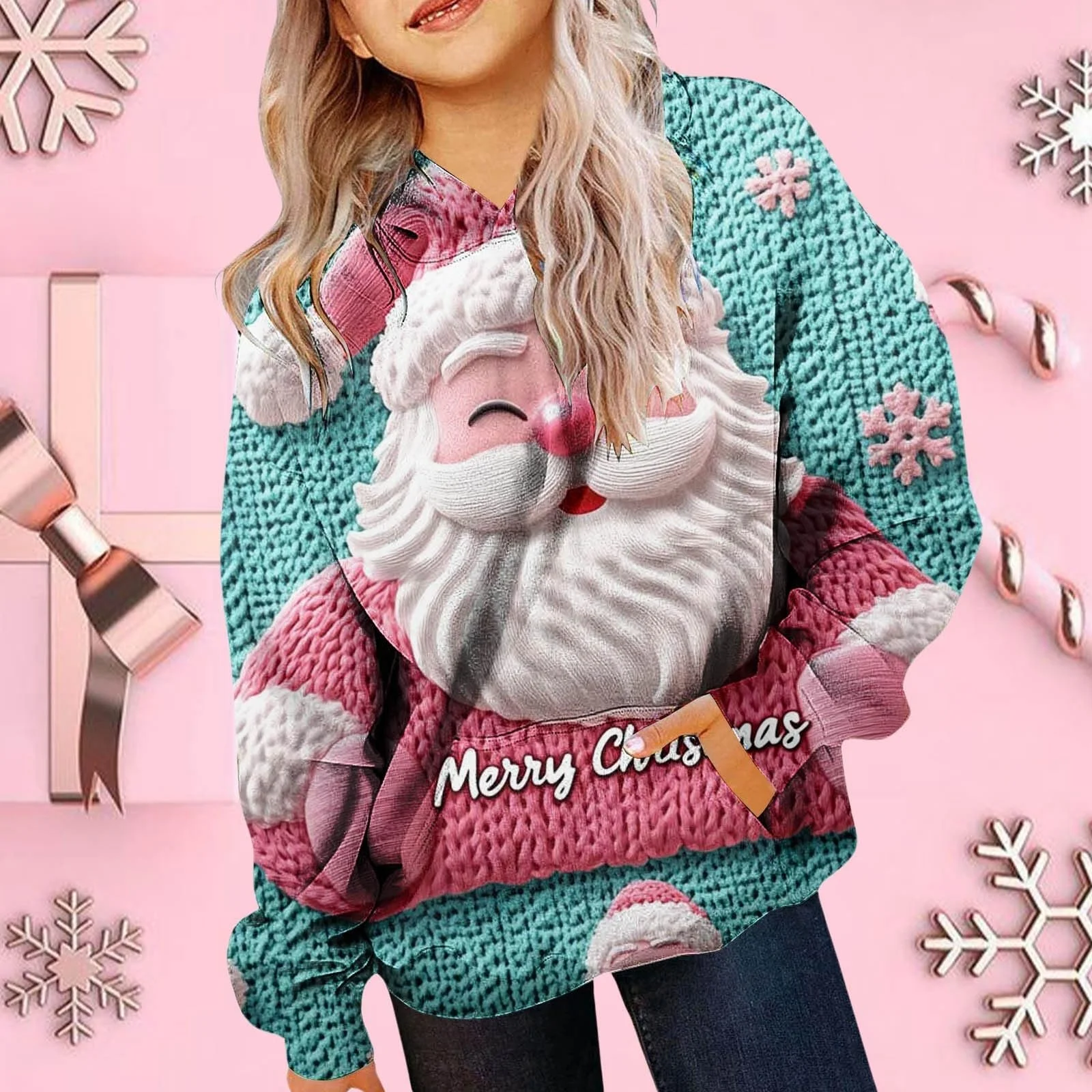 Різдвяний Світшот для дівчинки з капюшоном, фото №3