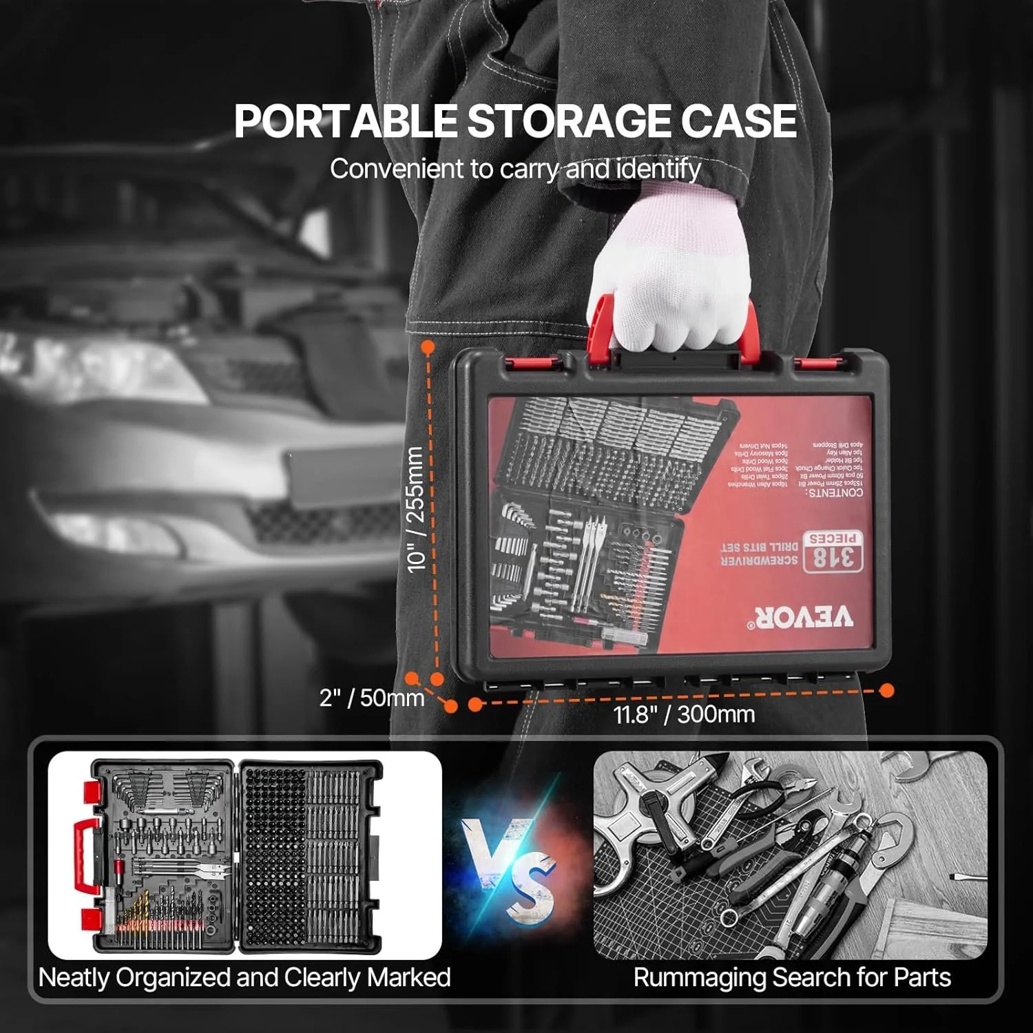 Набір свердел і біт VEVOR / 318 предметів / метал, фото №6 Набір свердел і біт VEVOR / 318 предметів / метал, фото №6