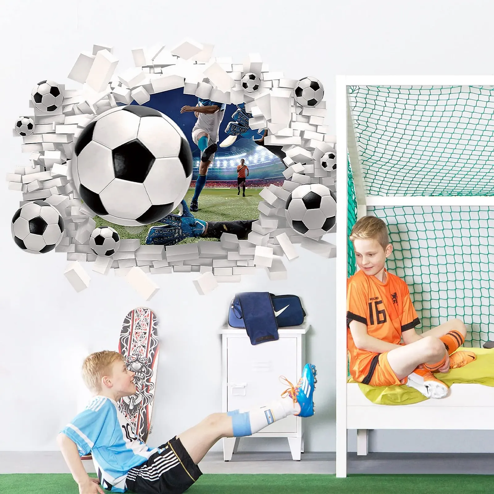 Наклейка на стіну HPNIUB 3D Football Breakthrough 70 x 55 см Кольоровий, фото №3