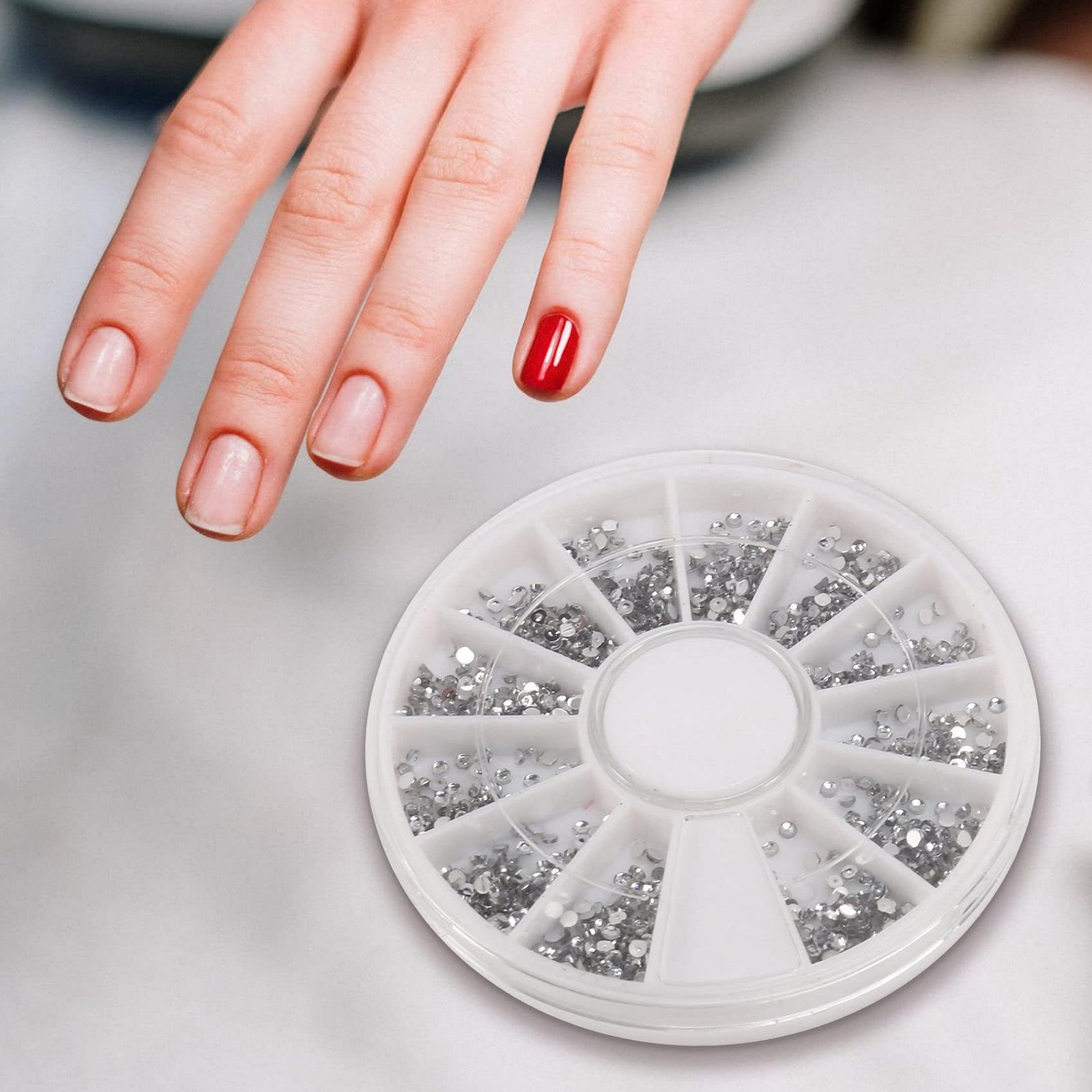 Стрази Срібні в коробці для манікюру та дизайну нігтів, блискучі, 1.5 мм, в диску, фото №6