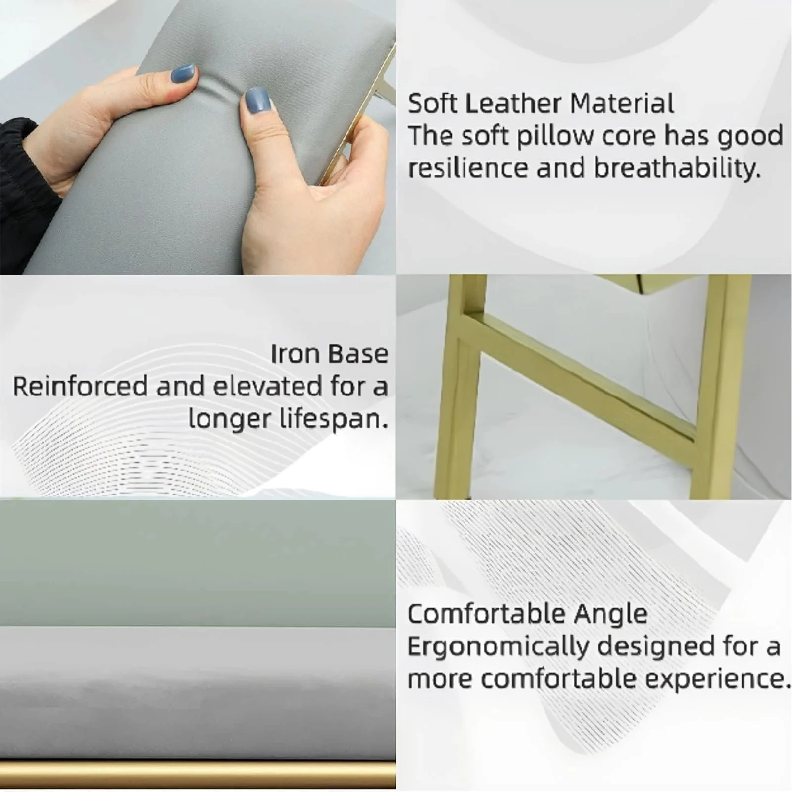 Підставка для рук для манікюру з мікрофібри Сіра, фото №7