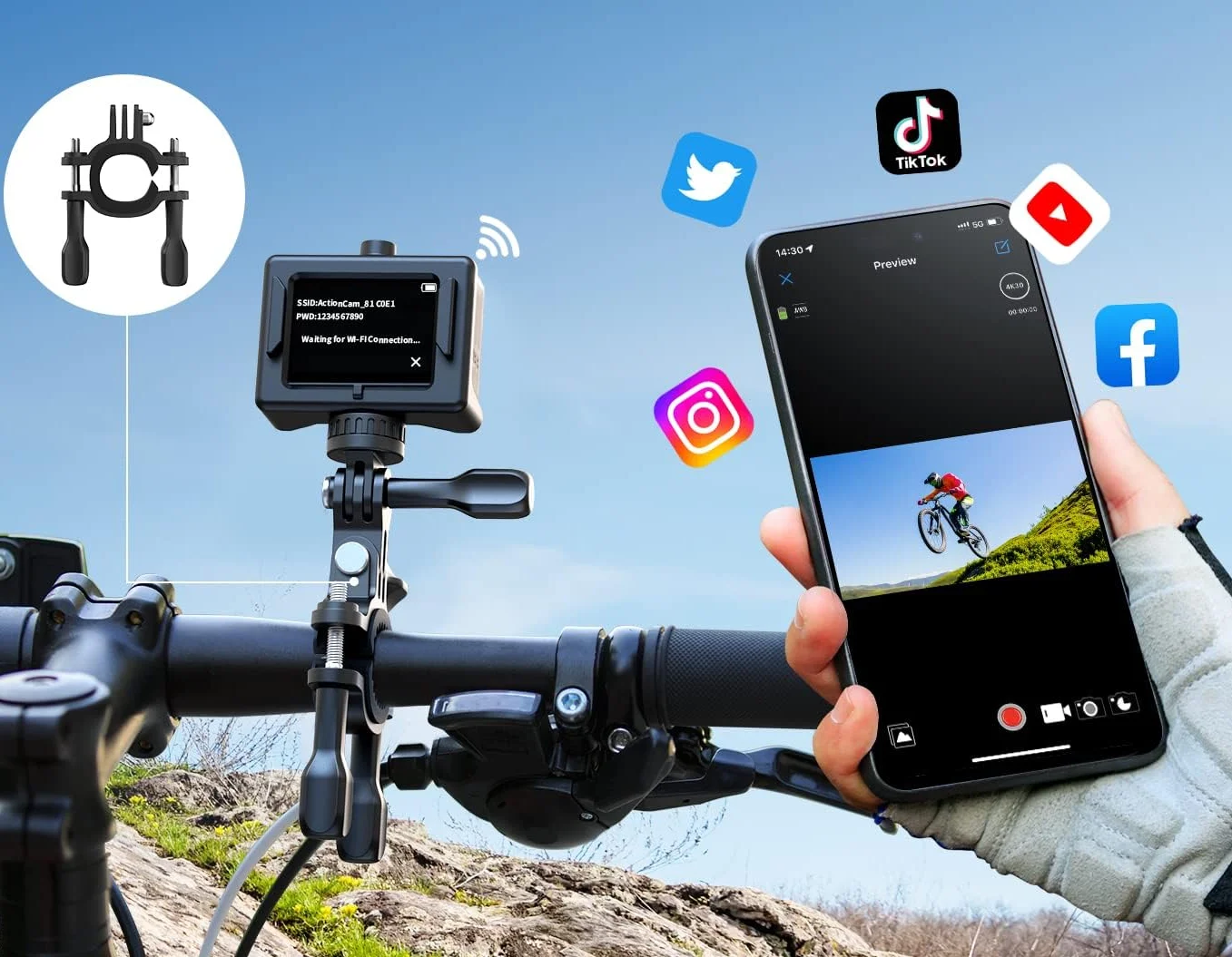Экшн-камера WOLFANG GA300 / 170° / 24Мп / 4К / 60fps/ Wi-Fi / Влагозащищенная / Черный, фото №3 Экшн-камера WOLFANG GA300 / 170° / 24Мп / 4К / 60fps/ Wi-Fi / Влагозащищенная / Черный, фото №3