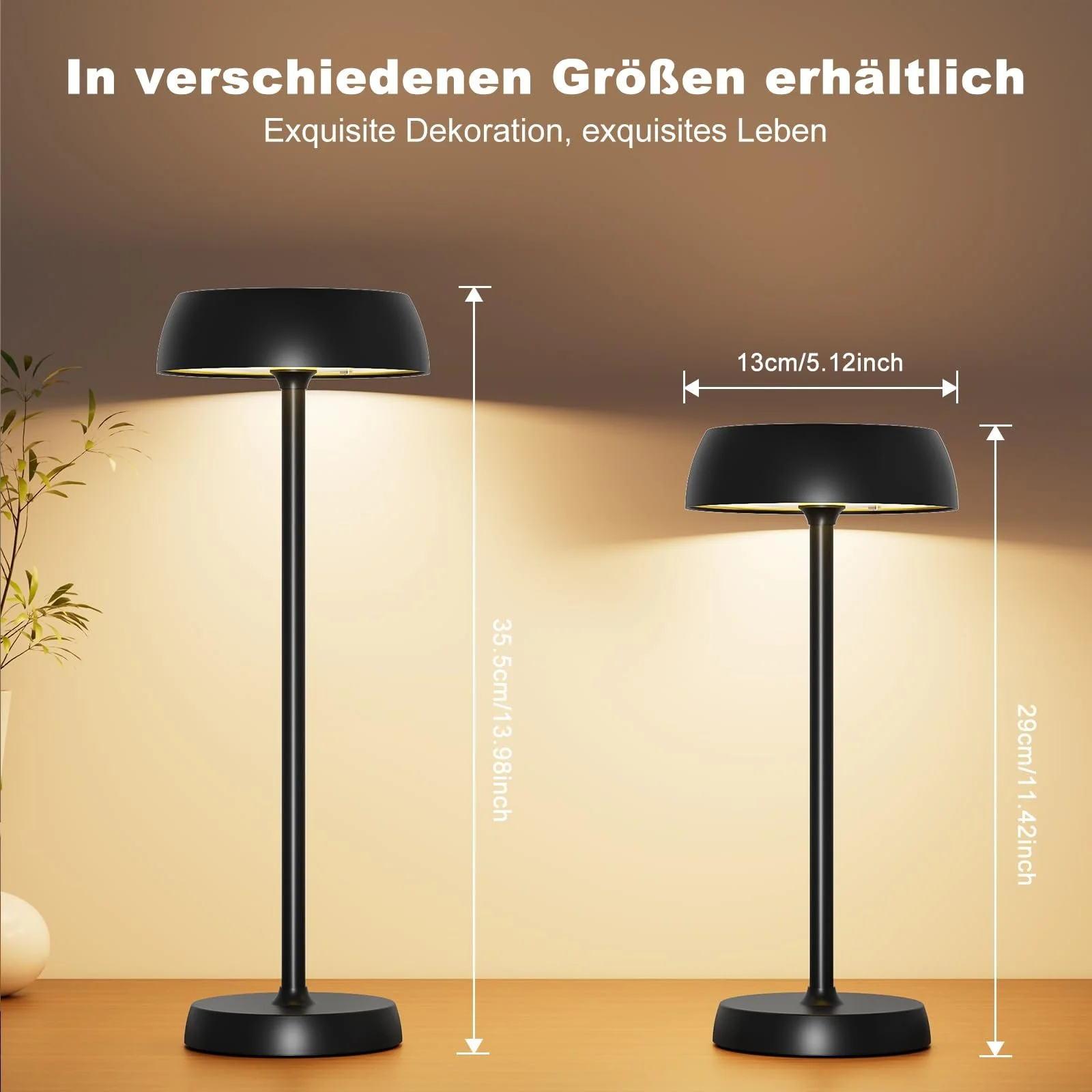 Настільна лампа бездротова світлодіодна акумуляторна з сенсорним керуванням та 4 режимами набір з 2 Чорна, фото №5