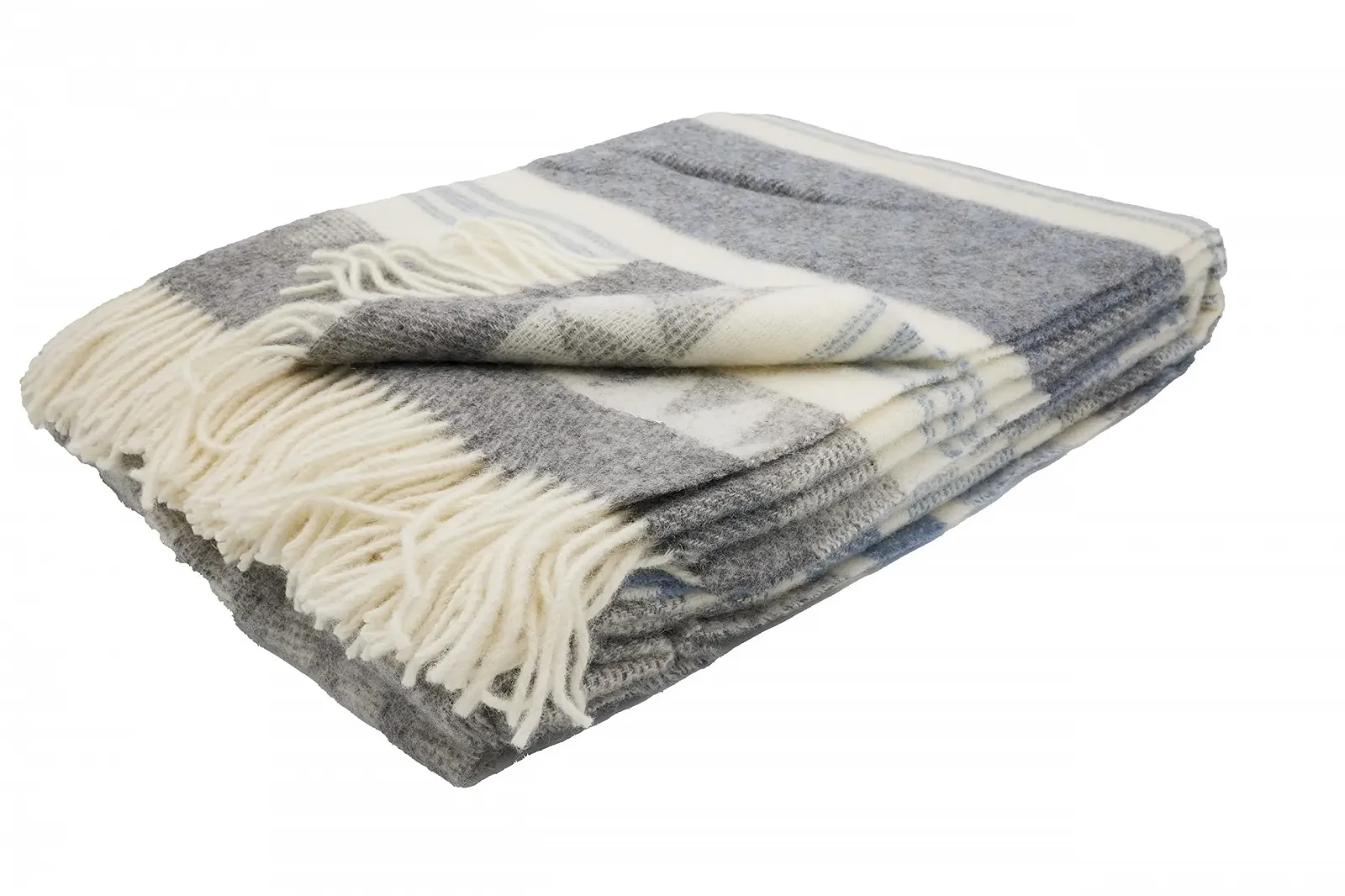 Одеяло GLAESER Fair Deluxe 100% шерсть Серый/Бежевый/Синий, фото №2