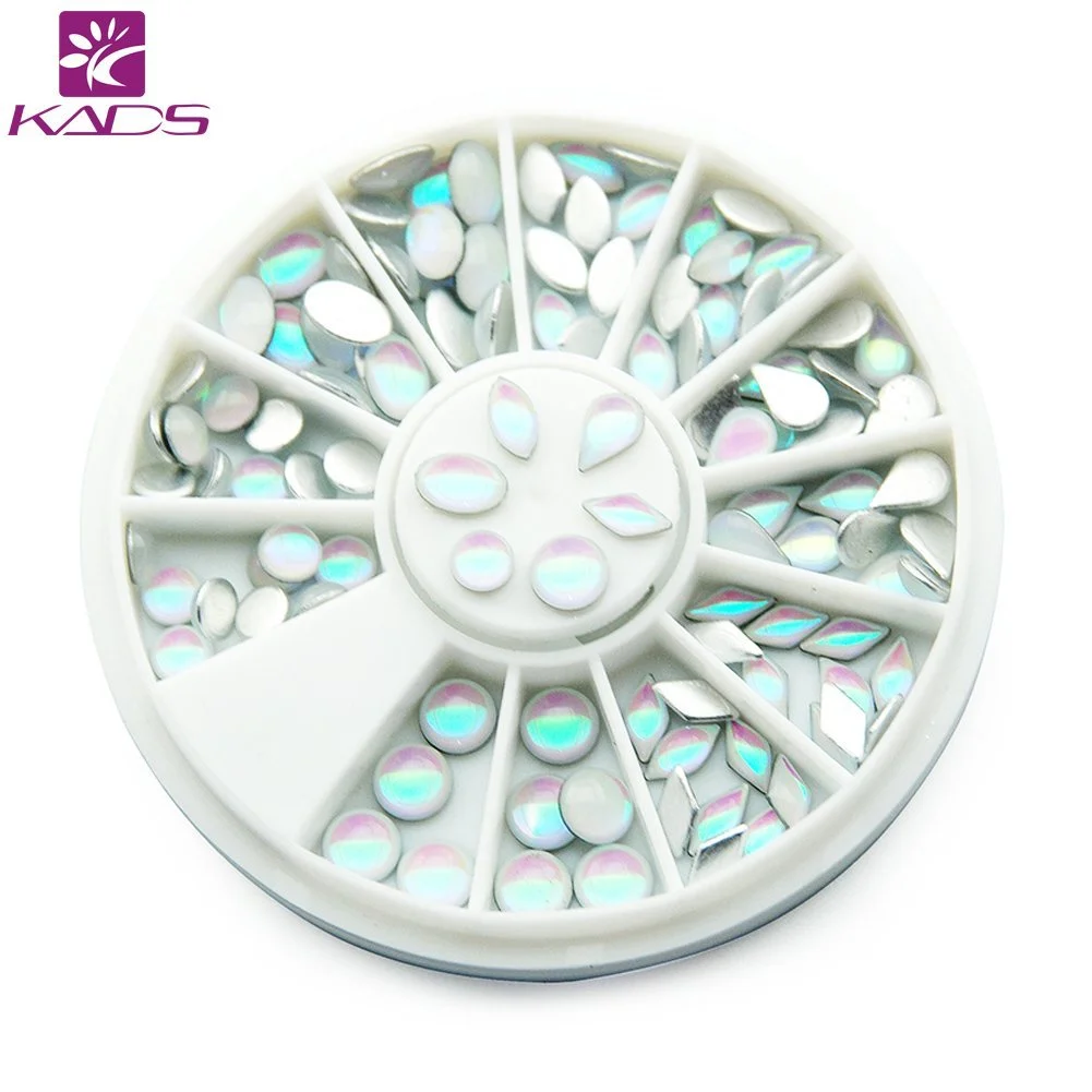 3D Стразы для ногтей KADS Mix Блестящие Камни в Диске Колесо 6 разных форм AB Черный Цвет, фото №1