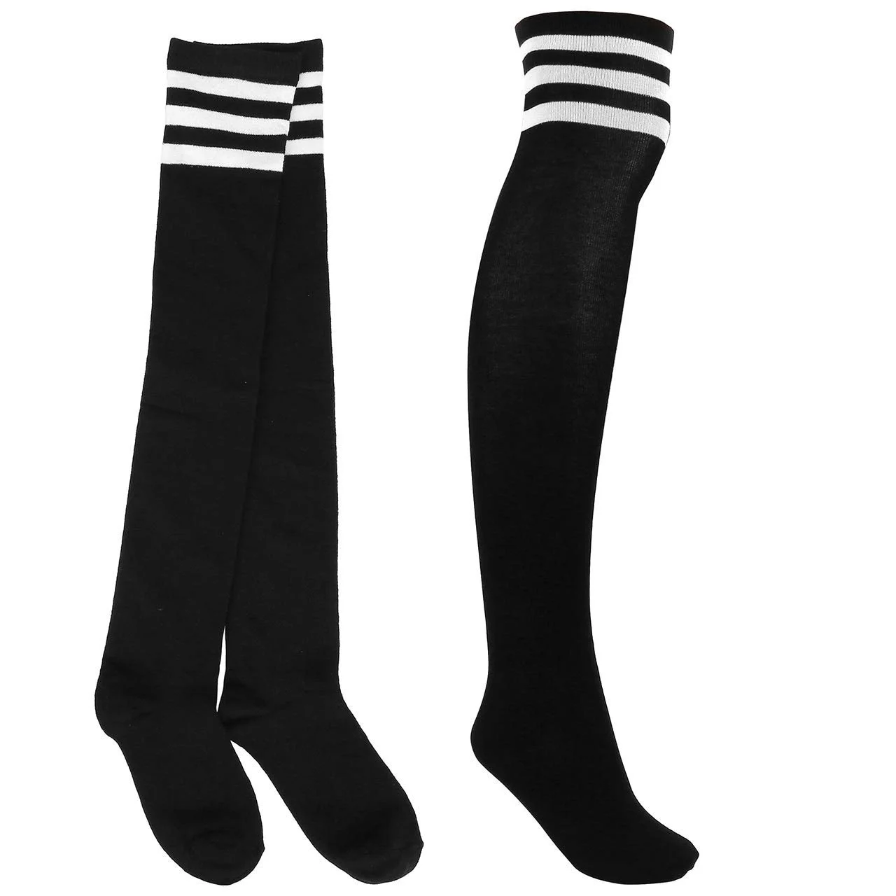 3 пары гольфов выше колена Полосатые спортивные носки для костюма черлидера Хлопковые гольфы выше колена с 3 полосками для женщин, девушек, детей, фото №5