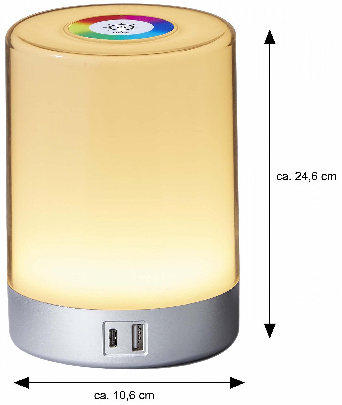 Настільна лампа LED Northpoint із сенсорним керуванням димуванням зміною кольору та портами для зарядки срібляста, фото №2