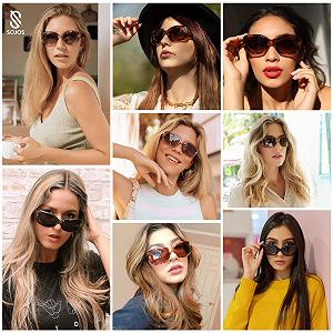 Сонцезахисні окуляри Жіночі SOJOS SJ2111 Прямокутні Ретро Вінтажні Поляризовані Захист від УФ-променів synthetic.ua - Фото 1