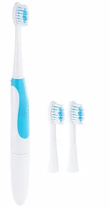 Електрична звукова зубна щітка PEARL на батарейках 2 шт. та 3 насадки synthetic.ua - Фото 1