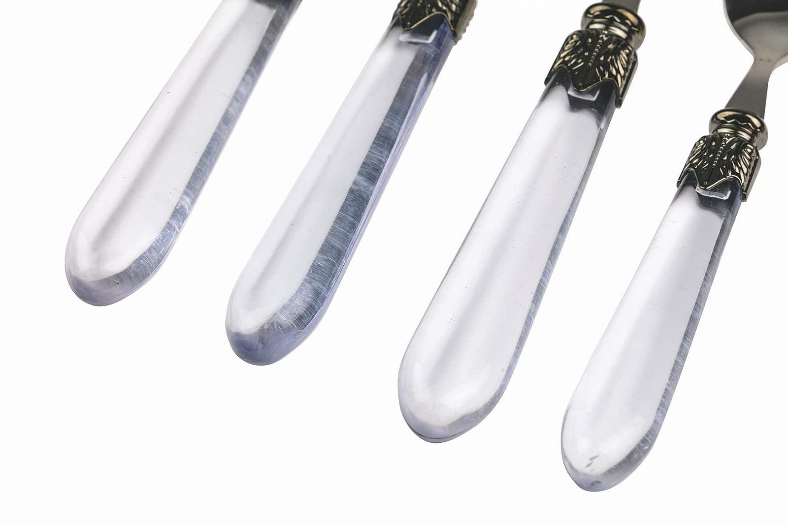 Набор столовых приборов Imperial 24 предмета нержавеющая сталь прозрачные ручки, фото №3 Набор столовых приборов Imperial 24 предмета нержавеющая сталь прозрачные ручки, фото №3