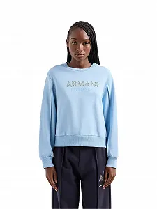 Жіночий світшот Armani Exchange з круглим вирізом та логотипом з стразами synthetic.ua - Фото 1