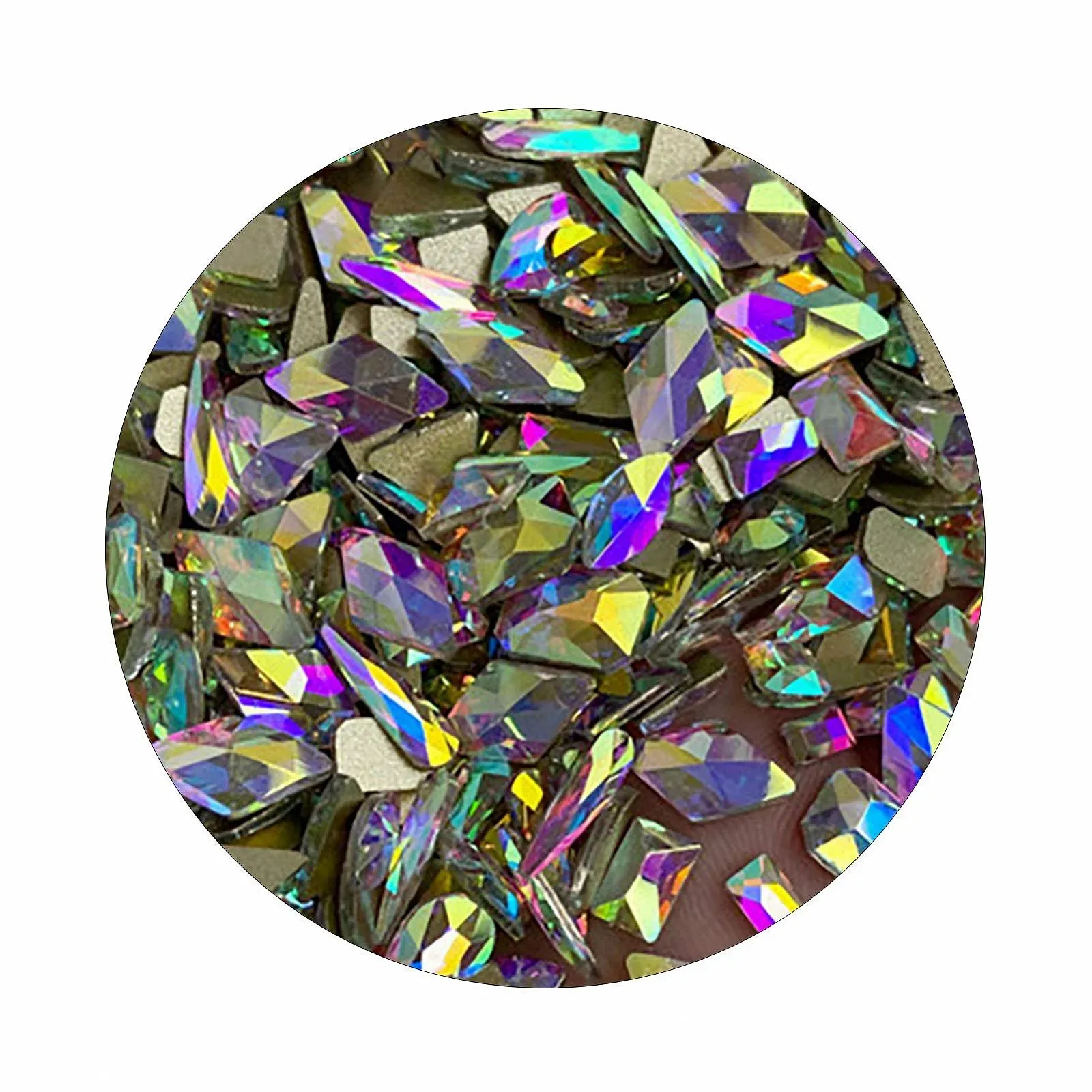 Стразы для ногтей Brussel, 50 шт, 3D геометрические, плоские стеклянные бусины, самодельные бриллиантовые бусины, разноцветные, фото №1