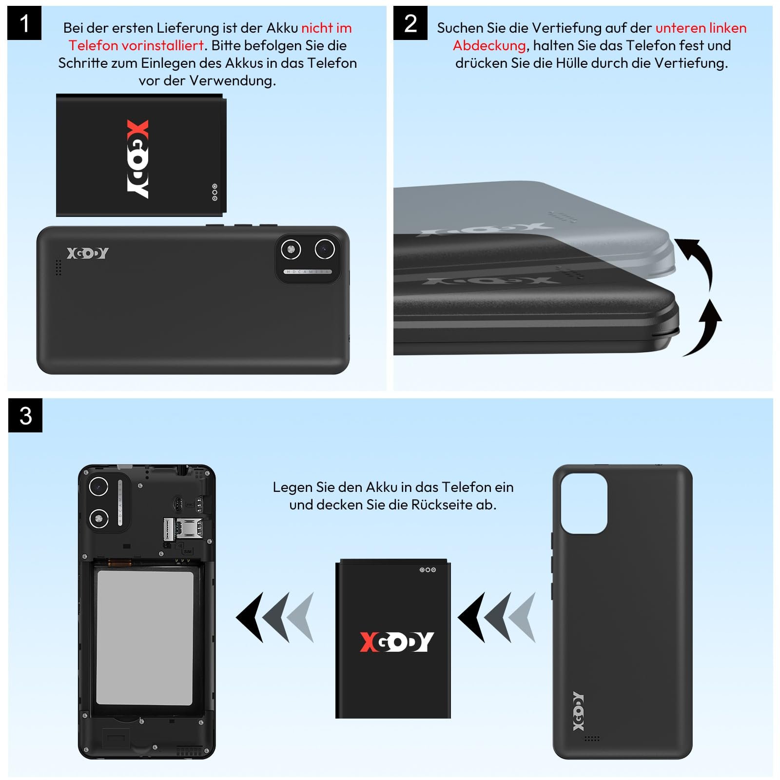 Смартфон XGODY X32 5.5 дюйма 2GB/16GB восьмиядерный Android 14 Go 4G 8MP+5MP 2850 мАч Face ID GPS Black, фото №9