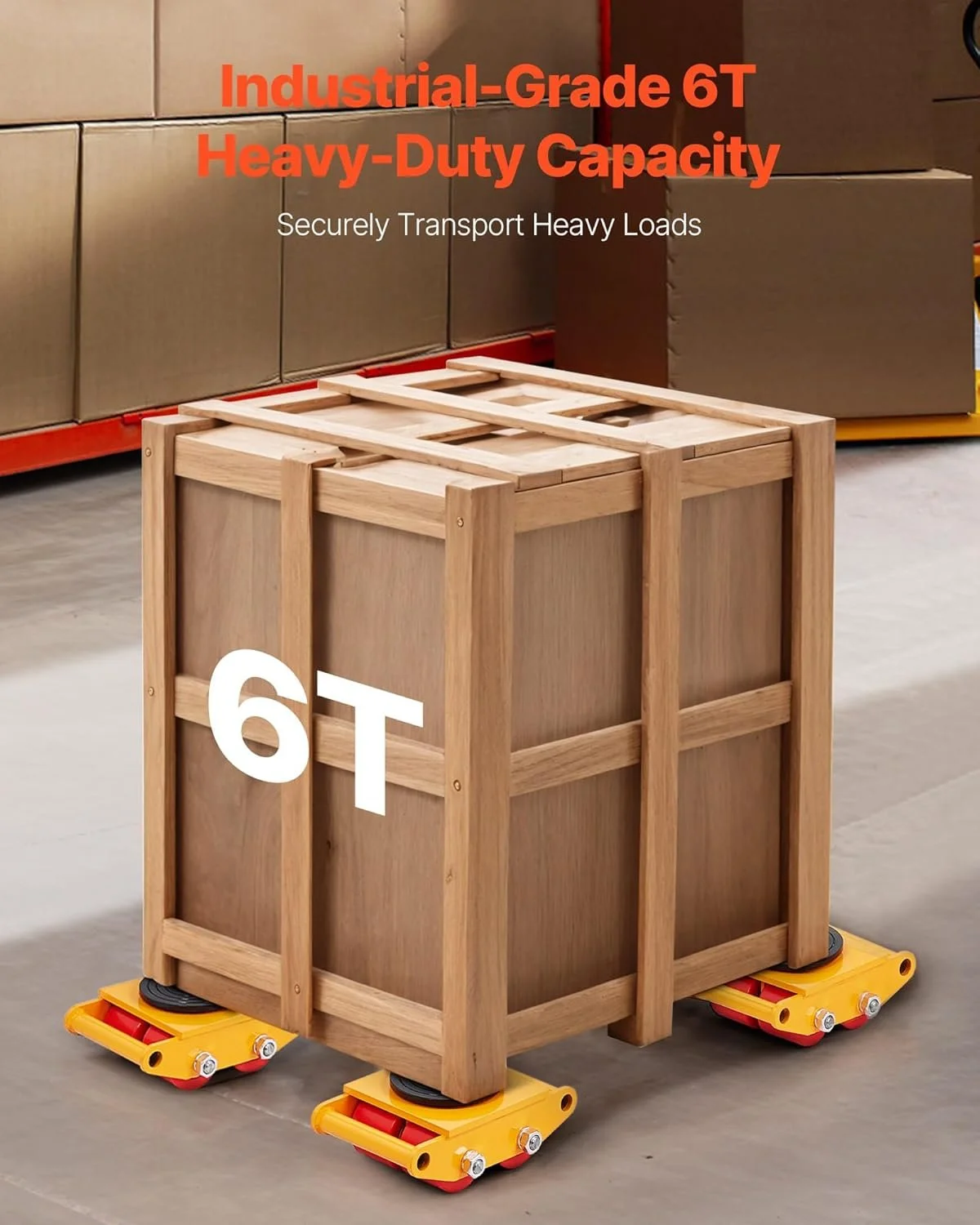 Роликовая передвижная платформа VEVOR Machinery Skate Dolly 6Т Желтый, фото №3