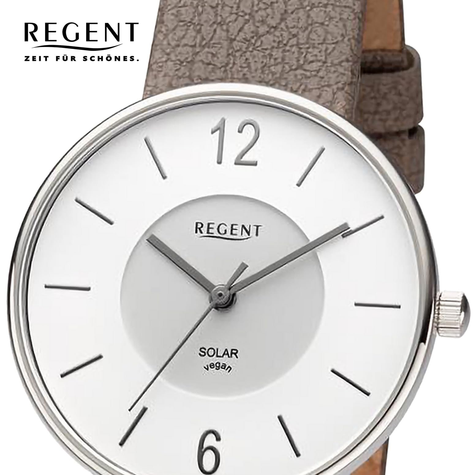 Часы REGENT женские аналоговые солнечные Taupe, белый, ремешок, фото №2