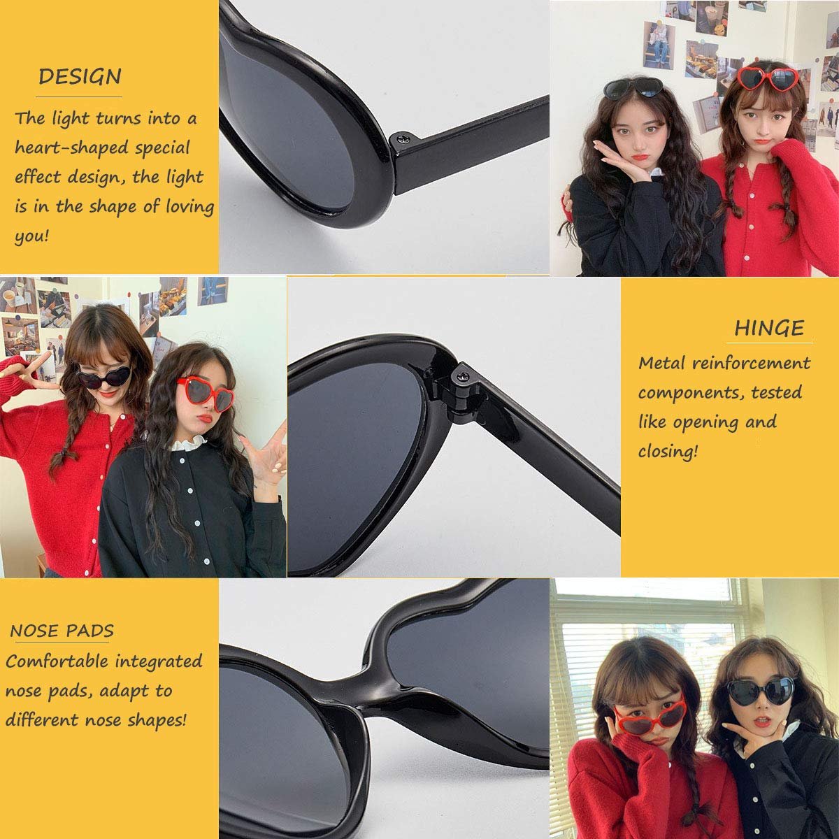 Солнцезащитные очки Сердце Dollger для женщин и мужчин UV400, фото №3