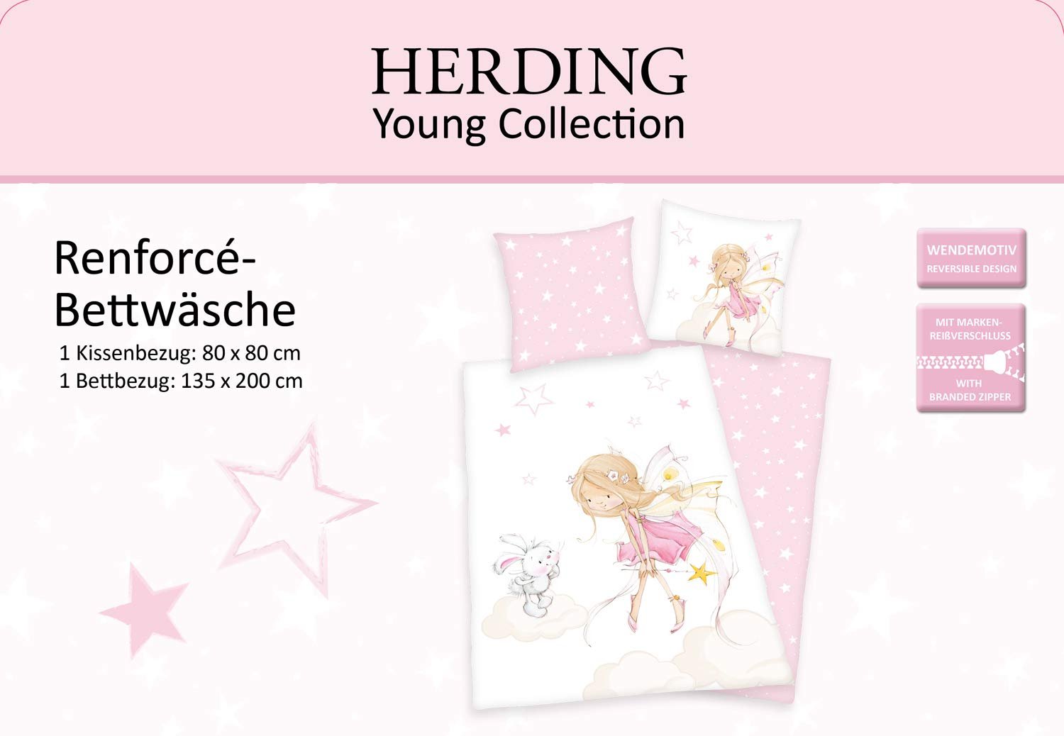 Комплект Постельного Белья Herding Little Fairy Реверсивный Рисунок Наволочка 80 x 80 см, Пододеяльник 135 x 200 см, Хлопок/Рефорс, Разноцветный, фото №6