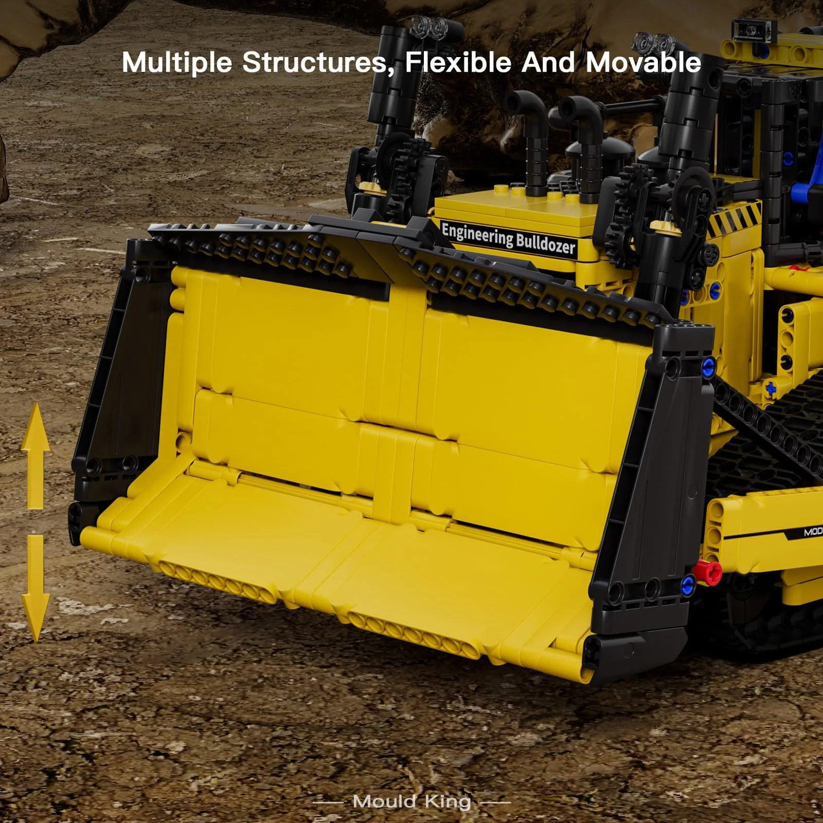Бульдозер Mould King Technik 15084 D11 с дистанционным управлением, строительные блоки, игрушечный строительный экскаватор, строительные блоки с моторами, подарки для детей от 14 лет (1508 деталей), фото №3