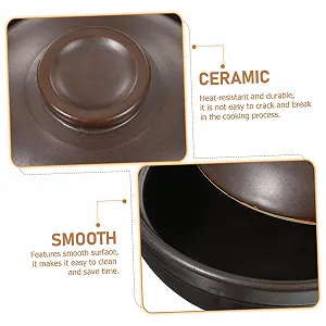 Глиняный горшок Toyvian традиционный малый с крышкой и одной ручкой керамический термостойкий для газовых плит synthetic.ua - Фото 1