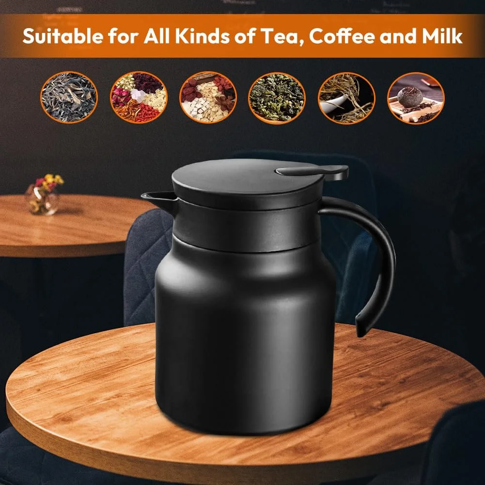 Термос-кавник 1 літр, Колба з подвійними стінками з нержавіючої сталі з захистом від опіків, фото №6