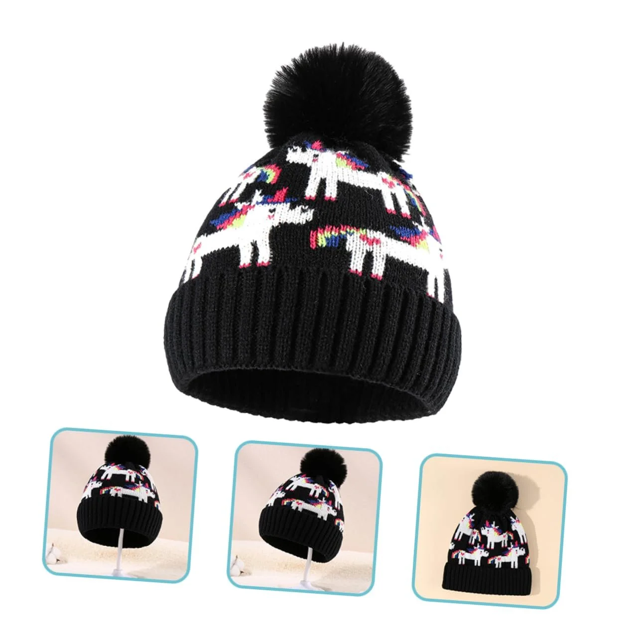 Вязаная шапка PACKOVE с жаккардовым узором единорога, фото №7 Вязаная шапка PACKOVE с жаккардовым узором единорога, фото №7