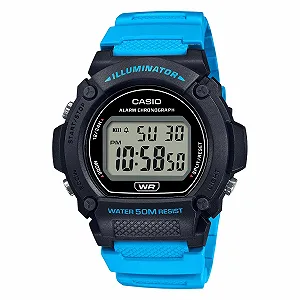 Часы Casio Мужские W-219H-2A2VEF 47 мм, синий, Спортивный - Фото 1