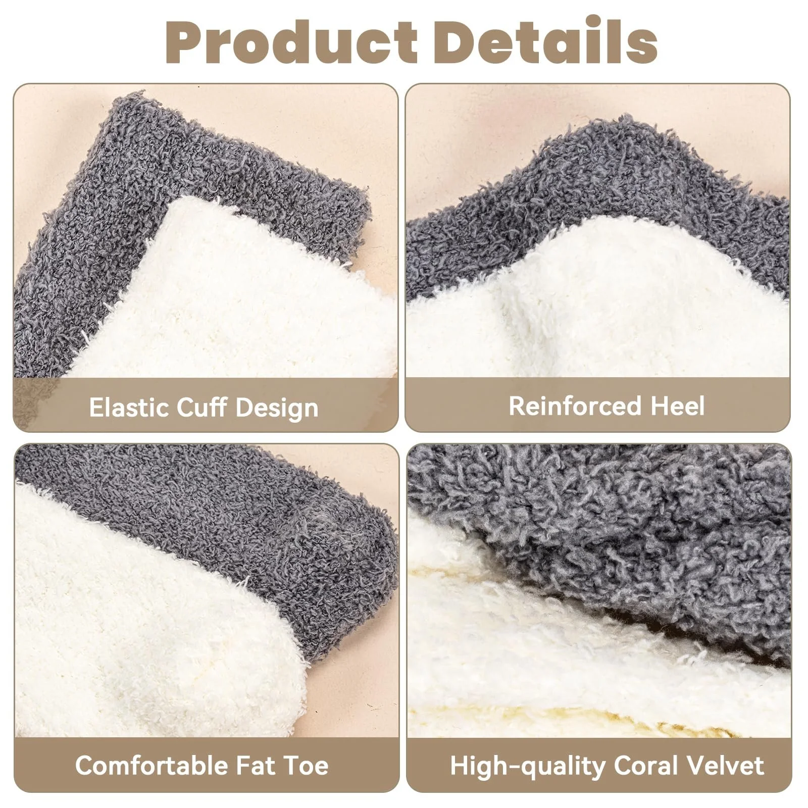 Колінні шкарпетки 4 пари, Пухнасті, фото №3