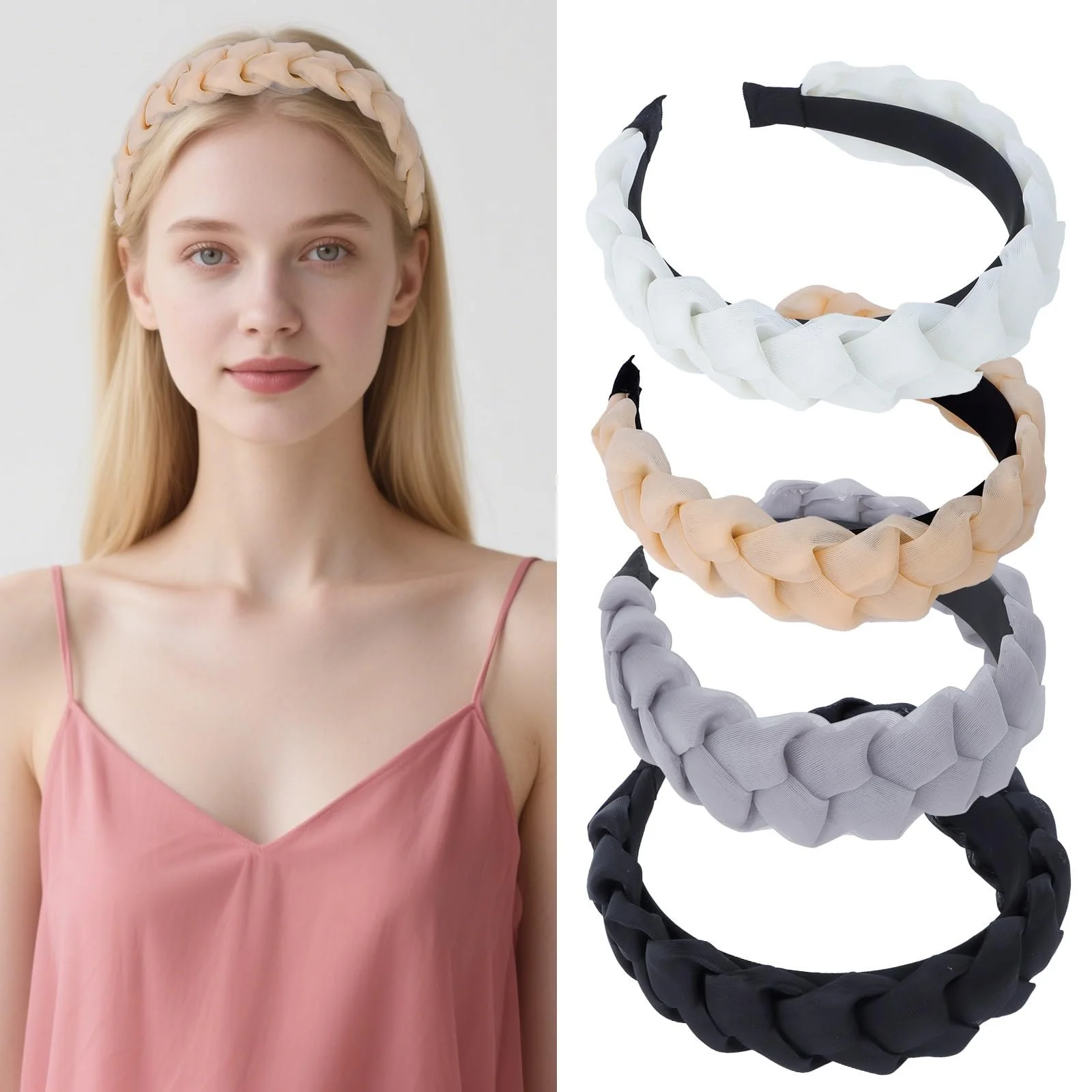 Обруч Широкий плетений для жінок, Набір 4 шт, фото №1 Обруч Широкий плетений для жінок, Набір 4 шт, фото №1