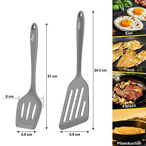 Набір лопаток Hotec термостійкі силіконові BPA-free 2 шт. Сірий synthetic.ua - Фото 1