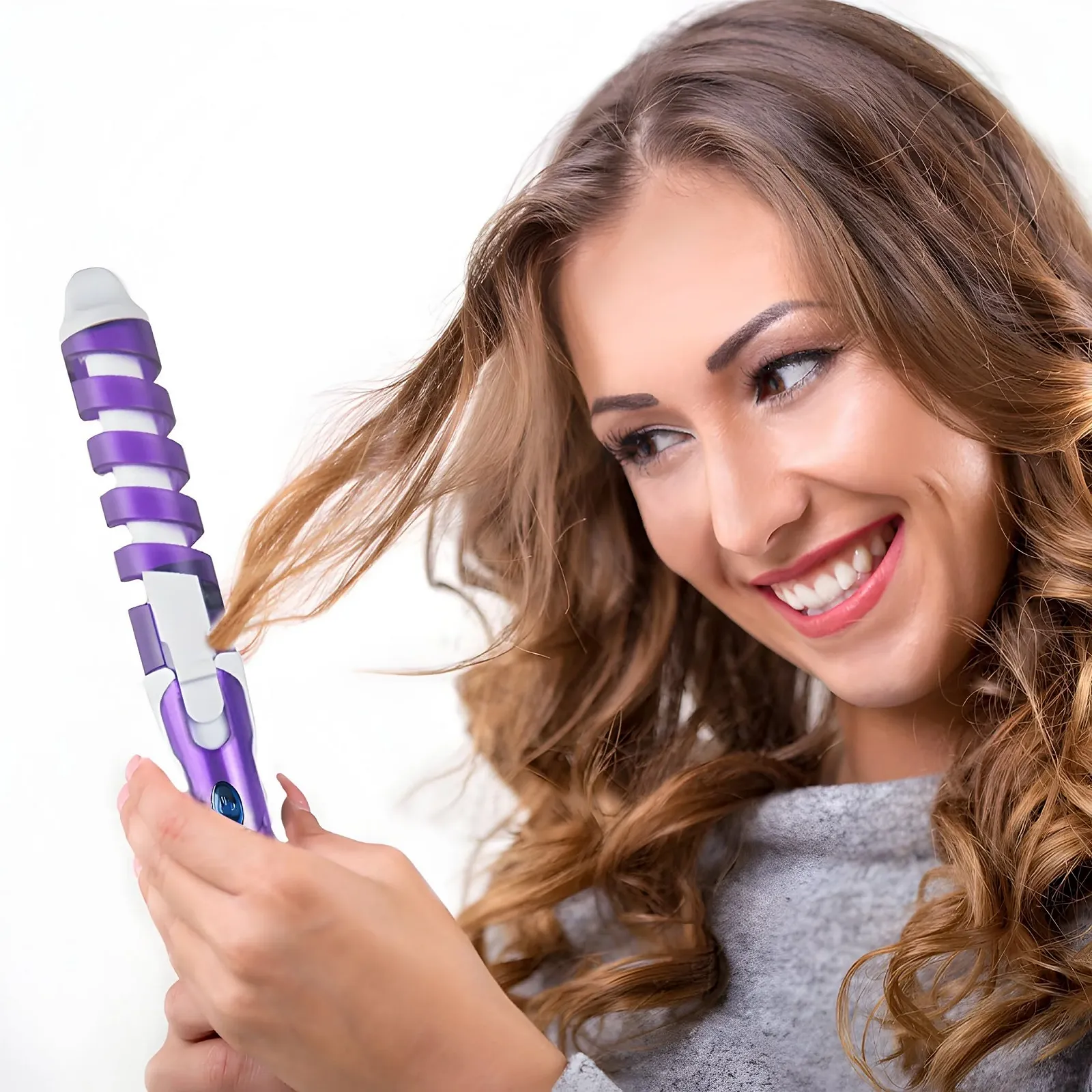 Плойка для волосся Retoo Ceramic Curler спіральна керамічна 210°C Фіолетова, фото №3 Плойка для волосся Retoo Ceramic Curler спіральна керамічна 210°C Фіолетова, фото №3