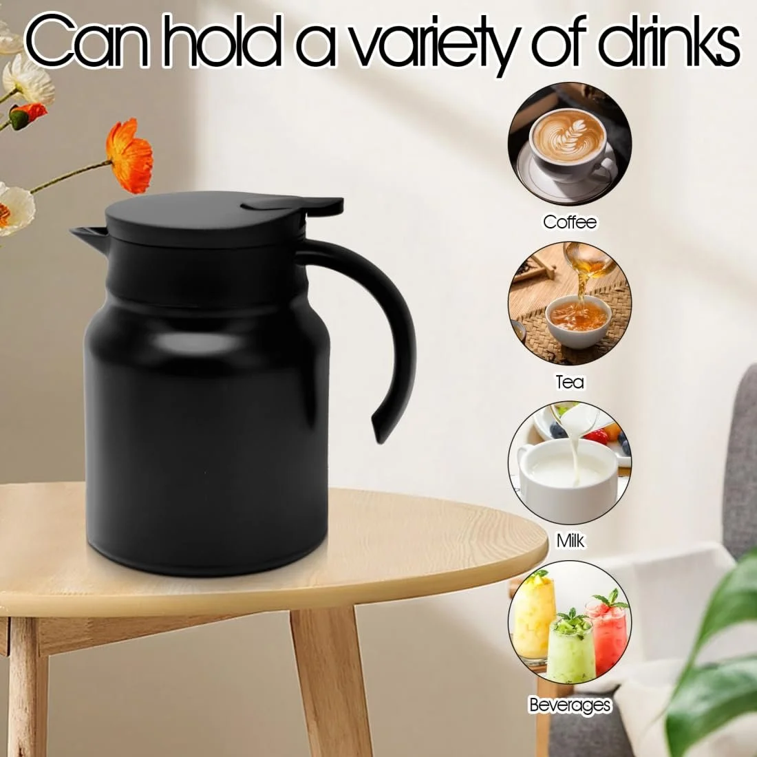 Термос-кавник RANJIMA 1 літр з фільтром-сіткою, нержавіюча сталь, фото №5