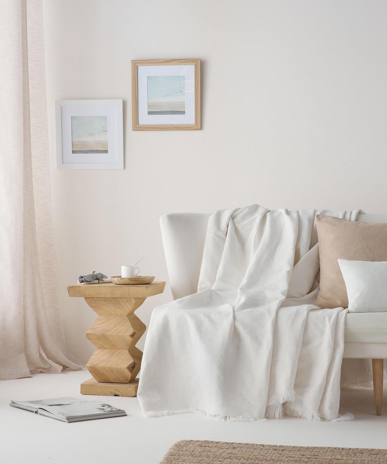 Покривало GAMUSI Багатоцільове для ліжка, дивана М'яка бавовна Геометричний 180 x 140 см Натуральний, фото №4 Покривало GAMUSI Багатоцільове для ліжка, дивана М'яка бавовна Геометричний 180 x 140 см Натуральний, фото №4