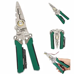 Плоскогубцы электрика с тестером напряжения Многофункциональные металлические Зеленый - Фото 1