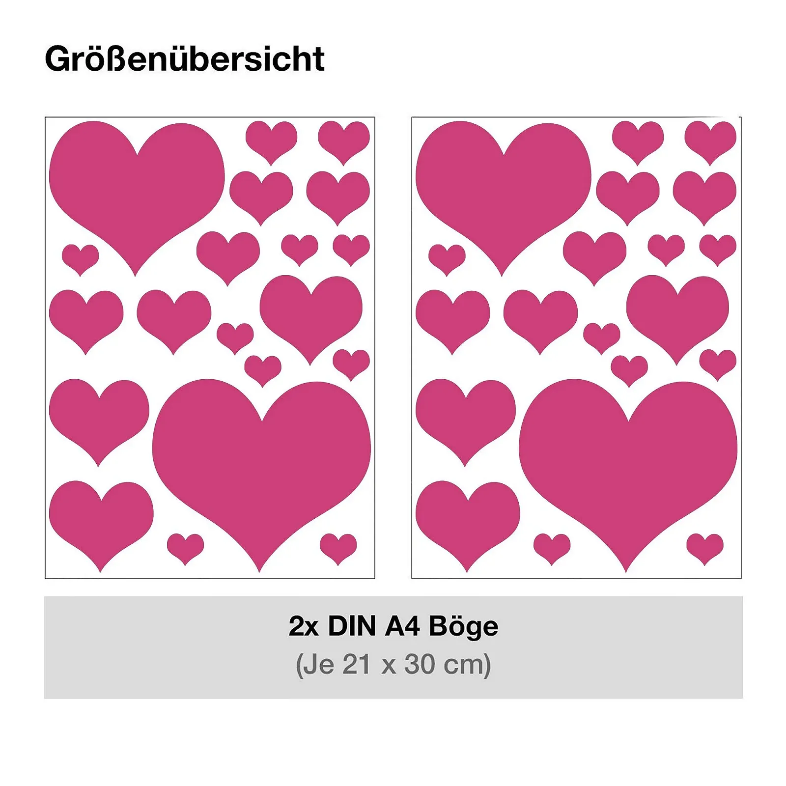 Набор наклеек на стену Сердечки 40 шт. Розовый, фото №2