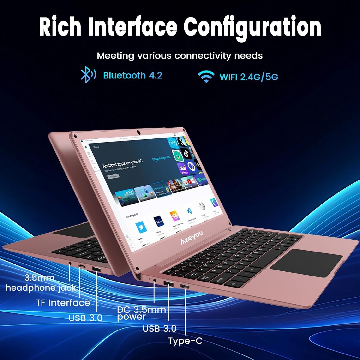 Ноутбук 11.6" Azeyou AL111U Intel Celeron N4000 RAM 4GB eMMC 64GB Windows 11 Алюмінієвий корпус (UKR), фото №3
