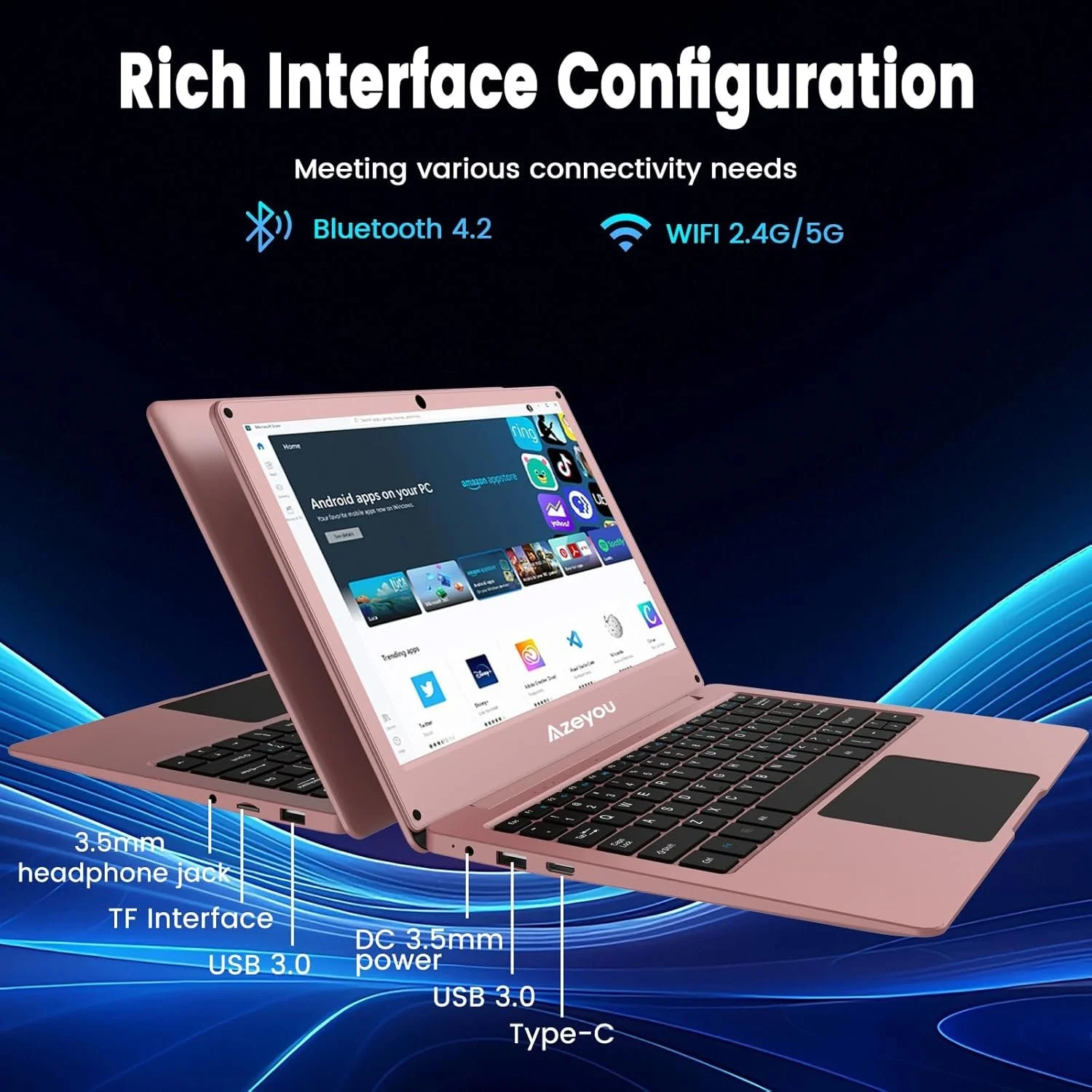 Ноутбук 11.6" Azeyou AL111U Intel Celeron N4020 RAM 4GB eMMC 128GB Windows 11 Алюминиевый корпус, фото №3