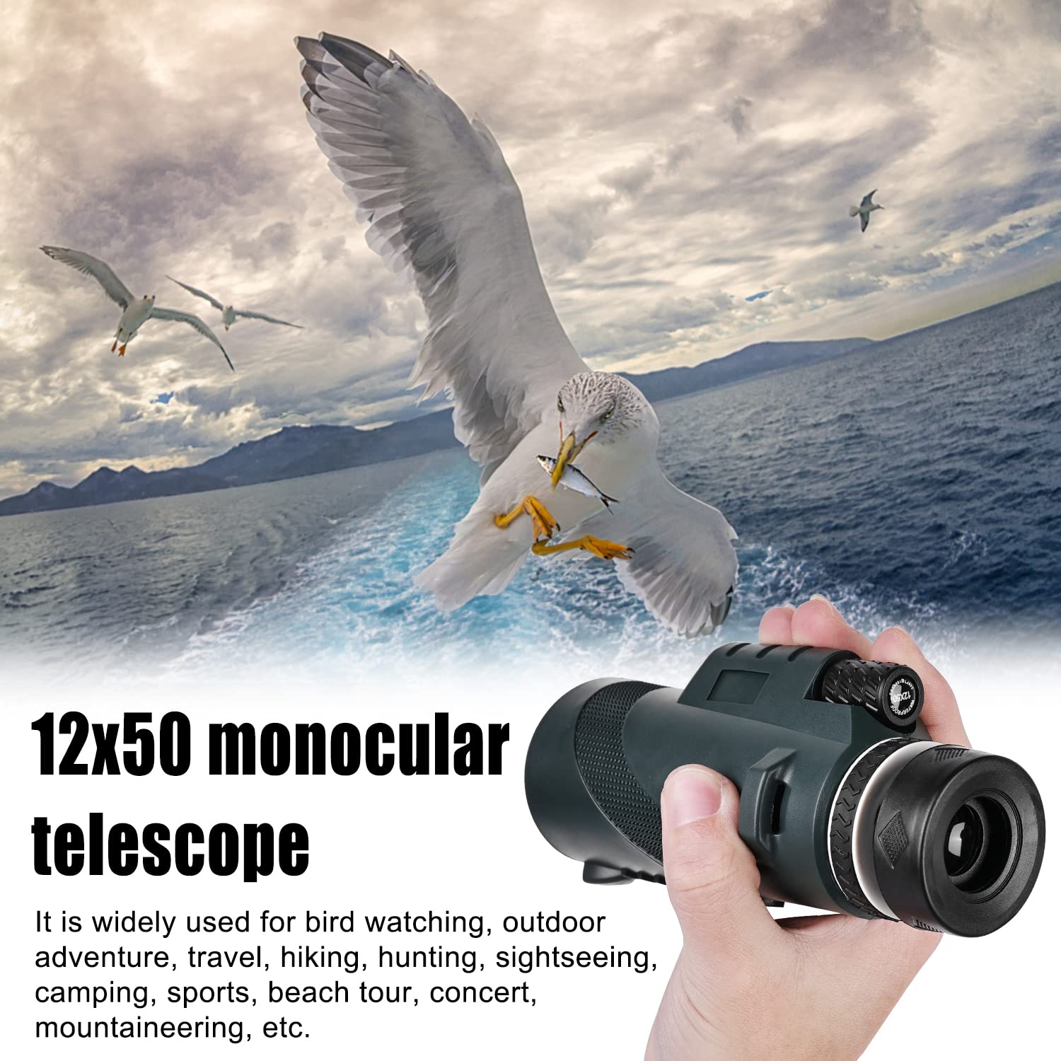 Монокль Телескоп 12x50 HD з Тримачем для Смартфона Тринога BAK4 Призма, фото №7