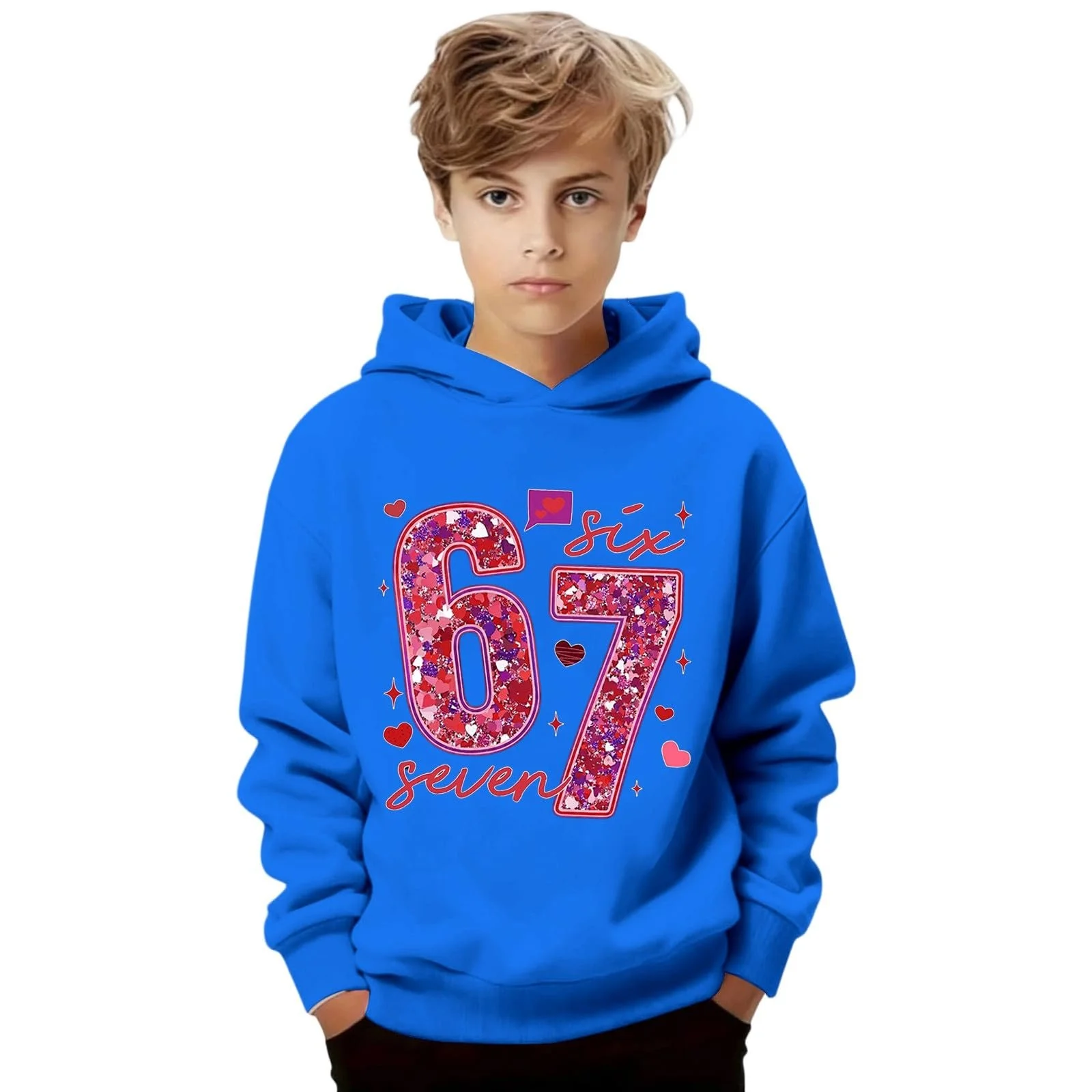 Худі Kinder 67 Пуловер 6 7 З принтом Meme Ретро, фото №1