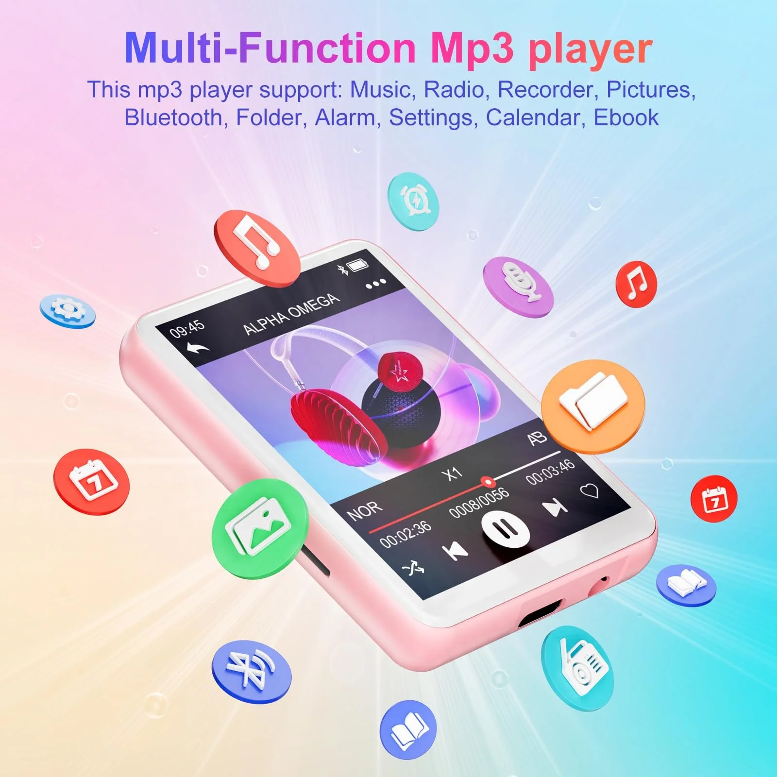 MP3-плеер Oilsky M1 128 ГБ Bluetooth 5.4 Розовый, фото №5
