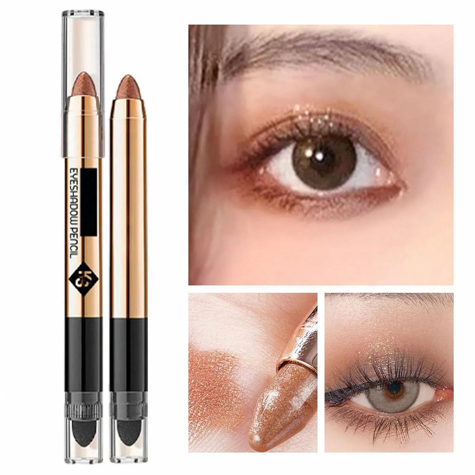 Карандаш для глаз 2 в 1, Водостойкий, с блестками, фото №4