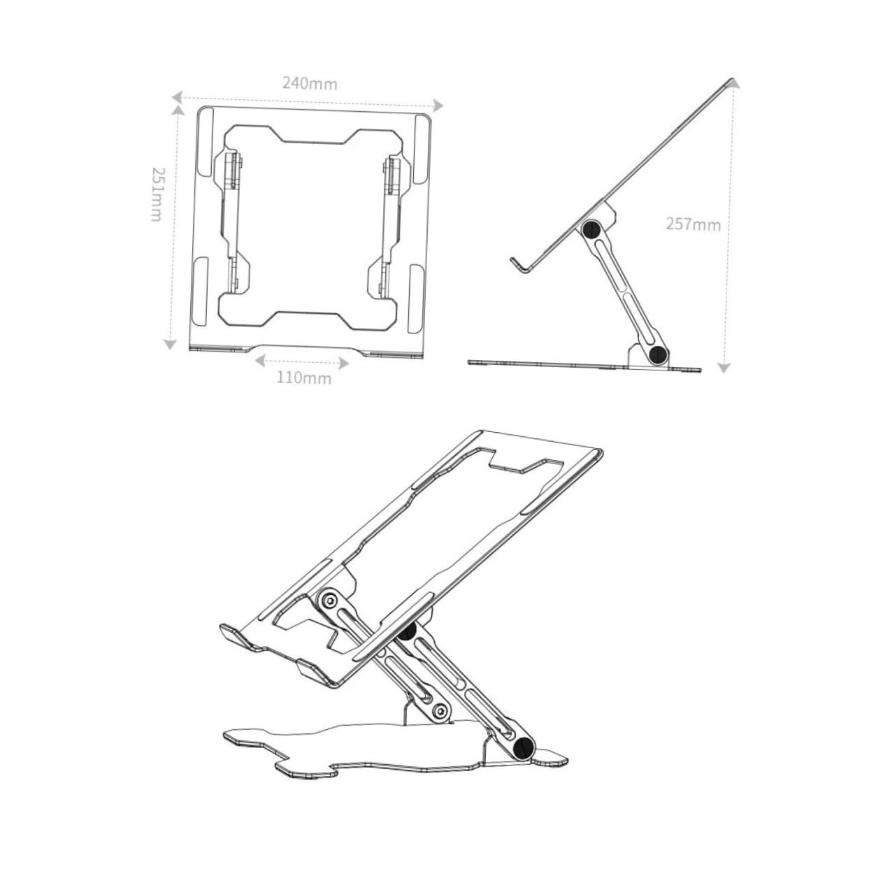 Подставка для ноутбука Gatuida Регулируемая по высоте, алюминиевый сплав, складная, эргономичная, фото №5