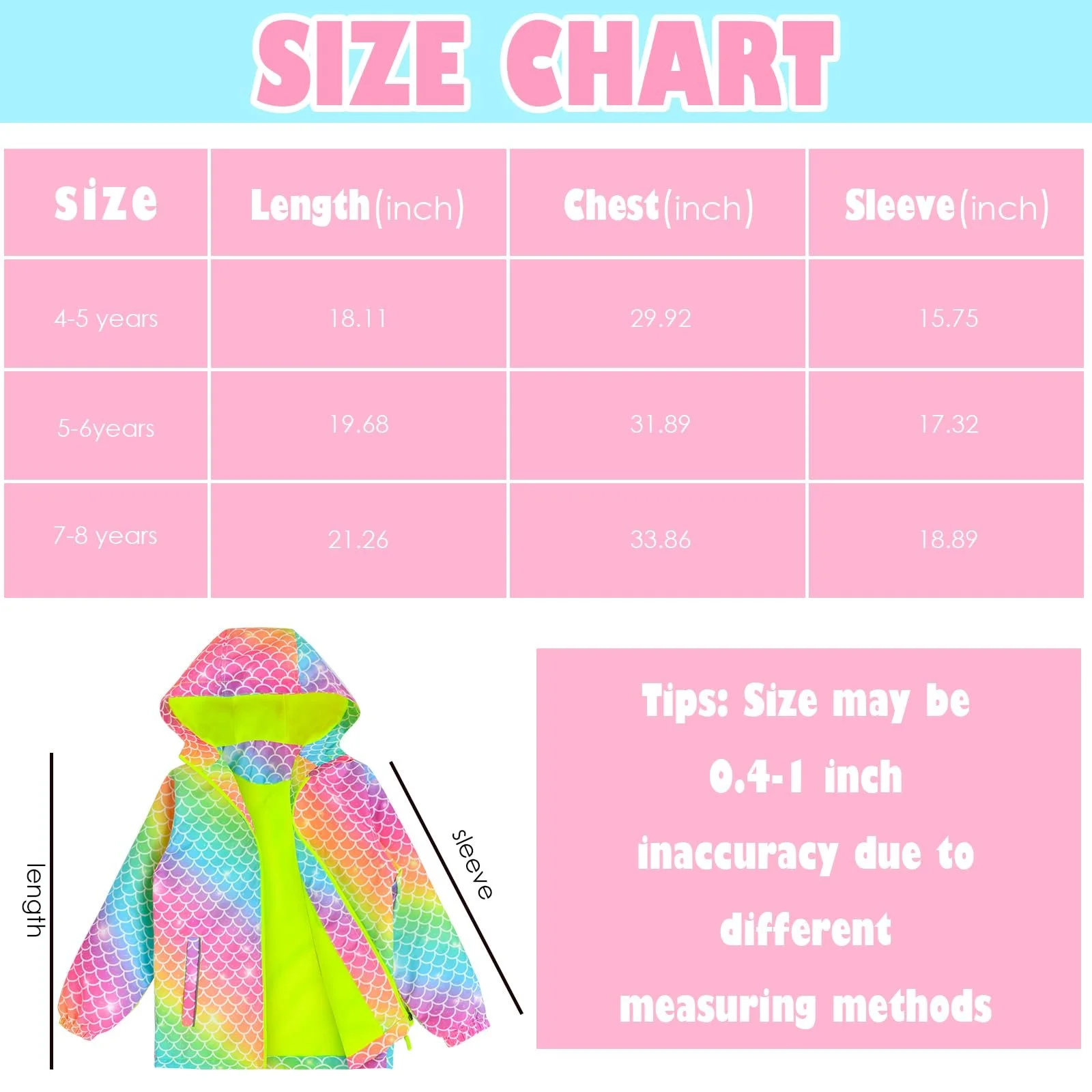 Куртка дощова OlyPegic для дівчат, водонепроникна, з капюшоном, фото №7